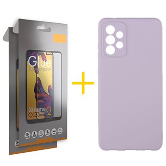 Pack 2 x Película de Vidro Temperado Full + Capa skyhe Samsung Galaxy A33 5G Silicone Líquido - Roxo - 1