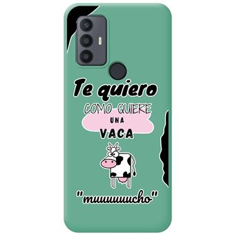 Capa Tumundosmartphone de silicone líquido verde para TCL 30 SE / 30E / 306 Cartoon Cow design - 1