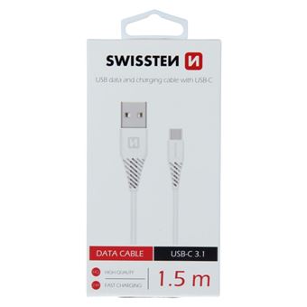 Cabo Swissten Cable USB - USB-C Fast Charging | 1.5 m - Branco - 1