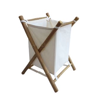 Cesto para roupa suja dobrável sweeek | bambu e tecido | natural - 1