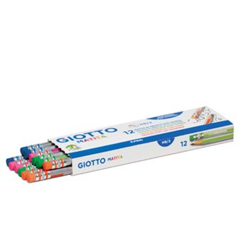 Caixa de 12 Lápis de Carvão Nº2-HB Giotto Matita com Borracha - 1