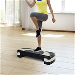 Step Fitness HOMCOM | Plástico | 76x29x12.5-22,5 cm - Preto e Cinzento