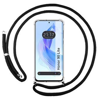 Capa Tumundosmartphone suspensa transparente para Honor 90 lite 5G com cabo preto - 1