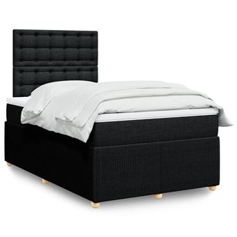Cama boxspring com colchão vidaXL | 120x190 cm | tecido preto - 1