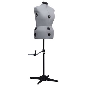 Manequim Feminino Ajustável vidaXL tamanho L 44-50 cinzento - 1