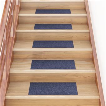 Tapetes de escada vidaXL adesivos retangulares 15 peças 60x25 cm cinza/azul - 1
