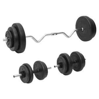 Barra curva e haltere com discos vidaXL | 60 Kg - 1