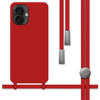 Capa TUMUNDOSMARTPHONE de silicone líquido com cordão para iPhone 16e (6.1) vermelho - 1