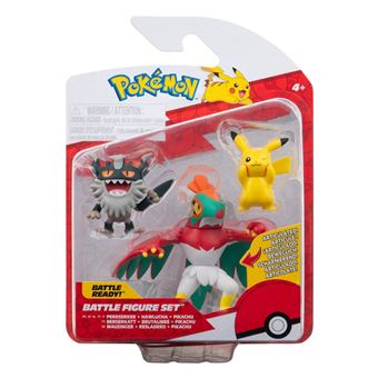 Figuras Pokémon Pikachu, Perrserker e Hawlucha - 1