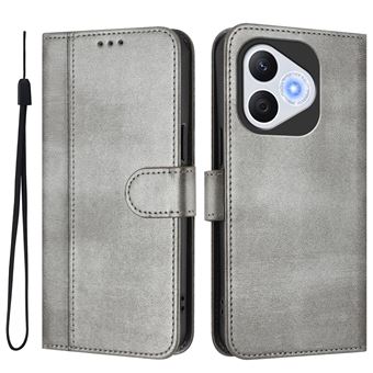 Capa FOXDOCK para Honor 400 Lite | Estilo Vintage | TPU com Textura de Pele Antiderrapante | Compartimentos para Cartões e Suporte | Cinza - 1