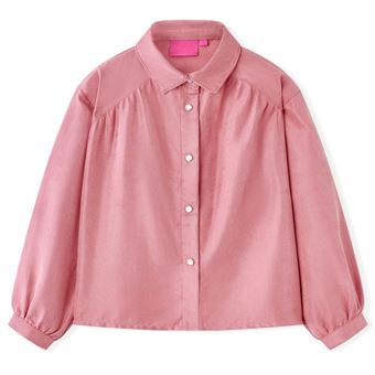 Blusa Infantil com Mangas Abalonadas vidaXL | Tamanho 116 | Rosa Velho - 1