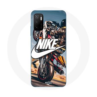 Capa Maniacase para Xiaomi Poco M3 Pro 5G logótipo da nike roda de mota branca - 1