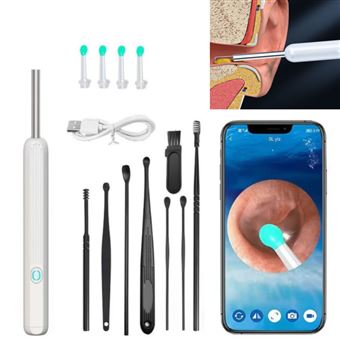 Otoscópio CO-Phénix com câmara de luz LED + 4 colheres de silicone para os ouvidos + 8 ferramentas de remoção de cera - 1