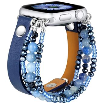 Bracelete em pele com pedras Antiimpacto | para Apple Watch Ultra | Azul - 1