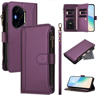 Capa FOXDOCK para Honor 400 | Pele Premium | 9 Compartimentos para Cartões | Alça de Pulso Amovível - Roxo - 1