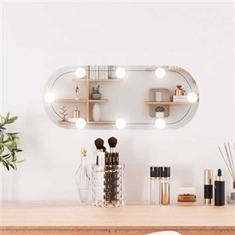 Espelho de parede oval com luzes LED vidaXL | 20x50 cm | vidro - 1