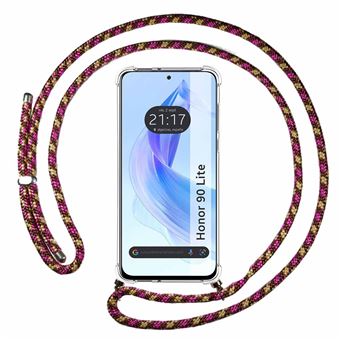 Capa Tumundosmartphone suspensa transparente para Honor 90 lite 5G com cabo rosa/dourado - 1