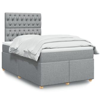 Cama boxspring com colchão vidaXL | 120x190 cm | tecido cinzento-claro - 1