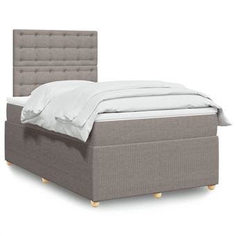Cama boxspring com colchão vidaXL | 120x190cm | tecido castanho-acinzentado - 1