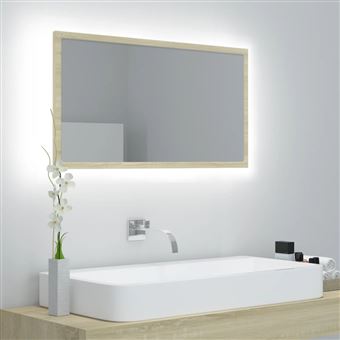 Espelho de casa de banho com LED vidaXL | 80x8,5x37 cm | acrílico carvalho sonoma - 1