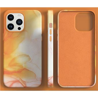 Capa Headcase® em Pele MagSafe para Apple iPhone 14 Pro | Desenhos Aquarela - Laranja - 1