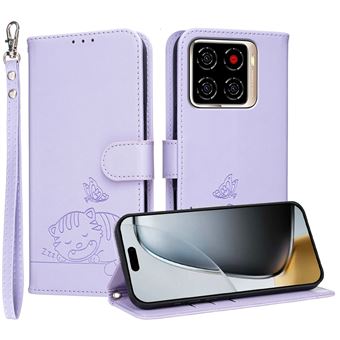 Capa FOXDOCK para ZTE Blade A56 | Flip | Bloqueio RFID | Fecho Magnético | Pele Sintética | Alça de Pulso Amovível | Roxo - 1
