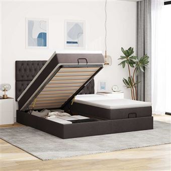 Estrutura de cama otomana com colchões vidaXL | tecido castanho escuro - 1