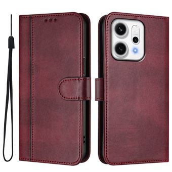 Capa FOXDOCK para OPPO Reno 14 Pro 5G | Estilo Vintage | TPU com Textura de Pele Antiderrapante | Compartimentos para Cartões e Suporte | Vermelho - 1