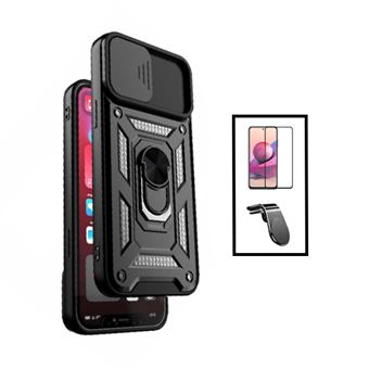 Kit Phonecare Película de Vidro Temperado 5D Full Cover + Capa Magnetic Military Defender Slide Window Anti-Impacto + Suporte Magnético L Safe Driving Carro para Xiaomi Mi 11 Lite - Preto - 1