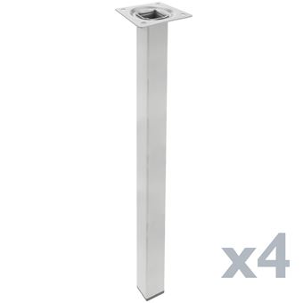 Conjunto de 4 Pés PrimeMatik para Mesas/ Armários e Móveis de Aço Cizento 75cm Quadradas - 1