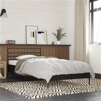 Estrutura de cama vidaXL | 90x190 cm | derivados de madeira e metal preto - 1