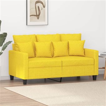 Sofá de 2 Lugares vidaXL | 120 cm | tecido amarelo-claro - 1