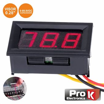 Voltimetro Digital Div Led Vermelho 0V-99.9Vdc Painel Prok - 1