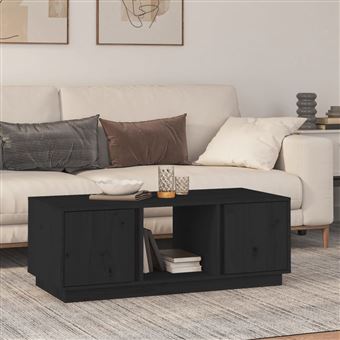 Mesa de centro vidaXL 110x50x40 cm madeira de pinho maciça preto - 1