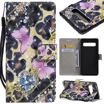 Capa Magunivers de PU 3D Borboleta e Diamante com Suporte para Samsung Galaxy S10 5G