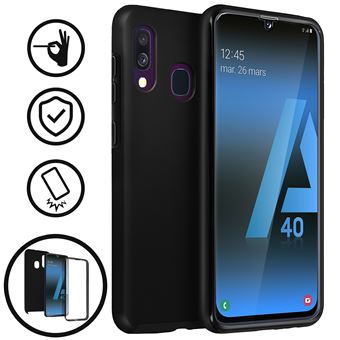 Capa Flip Avizar para Samsung Galaxy A40 360ª de Silicone e policarbonato Preto