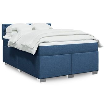 Cama com molas/colchão vidaXL | 140x190 cm | tecido azul - 1