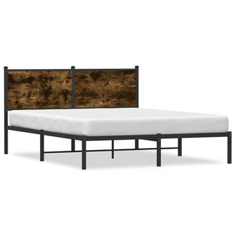 Estrutura de cama sem colchão vidaXL | 140x200 cm | metal carvalho fumado - 1