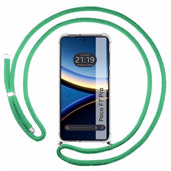 Capa Tumundosmartphone transparente para Xiaomi Poco F7 Pro 5G com fio verde água - 1