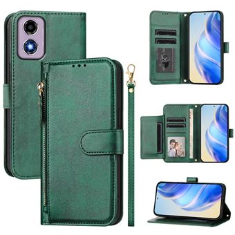 Capa FOXDOCK para Motorola MOTO E14 4G/G04S 4G | Pele PU com Fecho | Porta-Cartões | Alça de Mão | Verde - 1