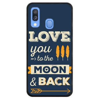 Capa Hapdey para Samsung Galaxy A40 2019 Design Love You to the Moon and Back em Silicone Flexível e TPU Preto