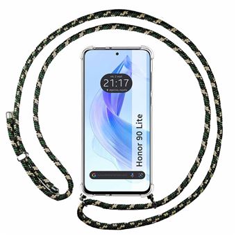 Capa Tumundosmartphone suspensa transparente para Honor 90 lite 5G com cabo verde / dourado - 1