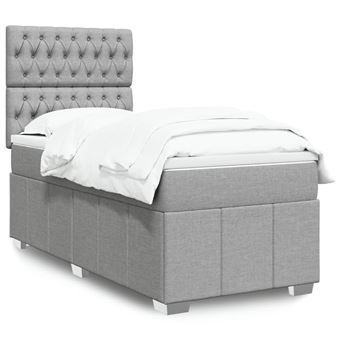 Cama com molas/colchão vidaXL | 90x190 cm | tecido cinzento-claro - 1