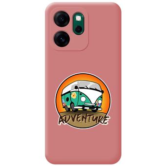 Capa Tumundosmartphone de silicone líquido rosa para Oppo Reno 14 FS / 14FS 5G | Adventure Design Desenhos - 1