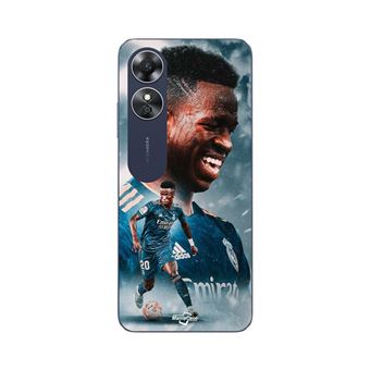 Capa Maniacase para Oppo A17 | Vinicius JR Real Madrid Papel de parede azul - 1