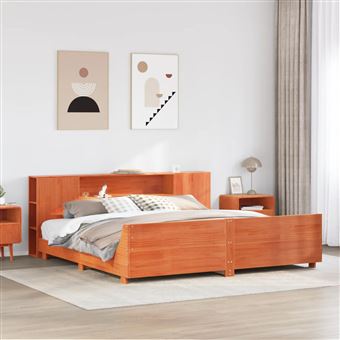 Cama Sem Colchão vidaXL | 200x200 cm | pinho maciço castanho-mel - 1