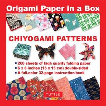 Origami Paper In A Box  Chiyogami Patterns 200 Sheets Of Tuttle Origami Paper Highquality Origami Paper Printed With 10 Different Patterns 32Page Instructional Book Of 12 Projects - 1