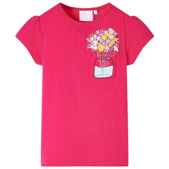 T-shirt infantil | vidaXL | rosa brilhante 128 | 7 a 8 anos - 1