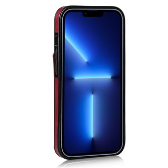 Capa e Tpu + Pu magunivers Função de Bloqueio Rfid | Anti-Riscos com Muleta para Pulseira e Porta-Cartão Vermelho para Iphone 13 6.1'' - 1