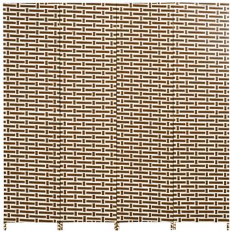 Biombo Separador de Ambientes de 4 Paineis HOMCOM | 180x180 cm | Castanho e Branco - 1